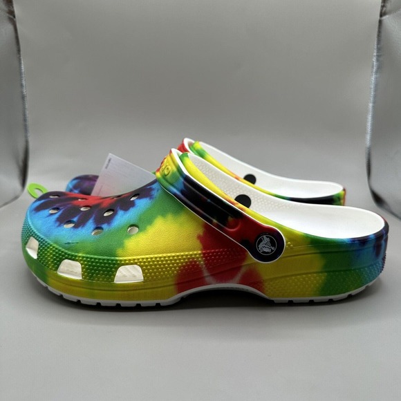 CROCS Other - Crocs Classic Tie-Dye Rainbow Graphic Clog Sandals 205453-90H Men’s Size 10 NWT
